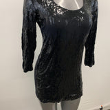 Laura Beaded Top Women's Size Large Black 3/4 Sleeve Scoop Neck Viscose Blend