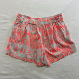 Forever 21 Pleated Front Shorts Women's Size Small Gray Pink Patterned High Rise Polyester