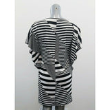 Devia Women's Black White Striped Drop Shoulder Sleeve Dress Size Medium Polyest