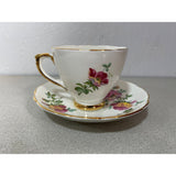 Royal Trent Fine Bone China England Teacup Saucer Set Red Yellow Floral