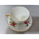 Royal Trent Fine Bone China England Teacup Saucer Set Red Yellow Floral