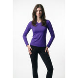 Xersion Performance Women's V Neck Top Size XS Purple Long Sleeve Activewear Top