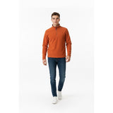 Denver Hayes 1/4 Zip Pullover Men's Size Large Cotton Long Sleeve Orange Gray Ribbed Sweater
