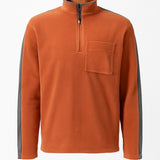 Denver Hayes 1/4 Zip Pullover Men's Size Large Cotton Long Sleeve Orange Gray Ribbed Sweater