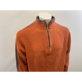 Denver Hayes 1/4 Zip Pullover Men's Size Large Cotton Long Sleeve Orange Gray Ribbed Sweater
