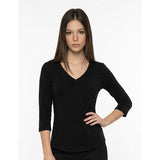Old Navy Tiny Fit Top Women's XXL Black 3/4 Sleeve Stretch V Neck