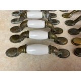 18 Spoon Foot Door Pull Antique Brass With White Ceramic Insert 5"  Heavy Tarnish