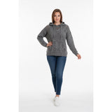 Maurices Women's V Neck Sweater Hoodie Size Small Gray Long Sleeve Cotton Blend
