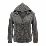 Maurices Women's V Neck Sweater Hoodie Size Small Gray Long Sleeve Cotton Blend