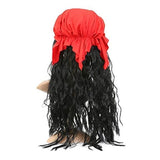 Boieo Pirate Wig for Adults Black Hair with Bandana and Eyepatch NEW