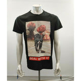 Cool Cat Deal With It Graphic T Shirt Men's Size Medium Black Cotton Blend Crew