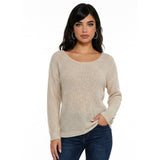 Bluenotes Women's Medium Beige Long Sleeve Broken Rib Stitch Back Tie Sweater