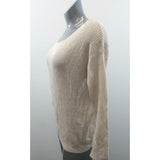 Bluenotes Women's Medium Beige Long Sleeve Broken Rib Stitch Back Tie Sweater