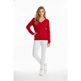 Forever 21 Sweater Womens Large Red V Neck Long Sleeve Rayon/Nylon