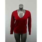 Forever 21 Sweater Womens Large Red V Neck Long Sleeve Rayon/Nylon