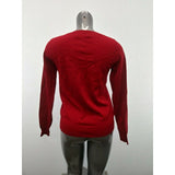 Forever 21 Sweater Womens Large Red V Neck Long Sleeve Rayon/Nylon