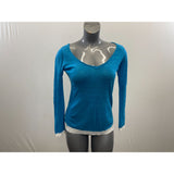John & Jenn Women's Blue Long Sleeve Shirt White Bottom Size XS Acrylic