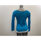 John & Jenn Women's Blue Long Sleeve Shirt White Bottom Size XS Acrylic