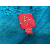 John & Jenn Women's Blue Long Sleeve Shirt White Bottom Size XS Acrylic