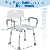HOMLAND 400lb capacity Shower Chair with Arms/Backrest NEW