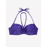 Smart & Sexy Swim Secret Halter Bikini Top 36DD Electric Python Blue Pre-owned