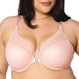 Curvy Couture 1619 Sheer Mesh Front-Close T-Shirt Bra- 42C, Pink NWT