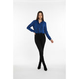 Calvin Klein Jeans Women's Button Up Blouse Size Medium Blue Black Patterned Sparkle